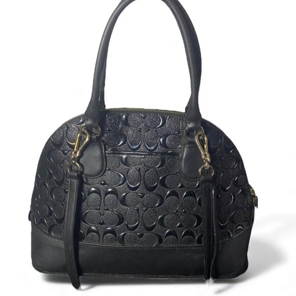 COACH -Debossed Patent Leather Mini Sierra Dome Satchel in Black Holographic - Picture 3 of 5